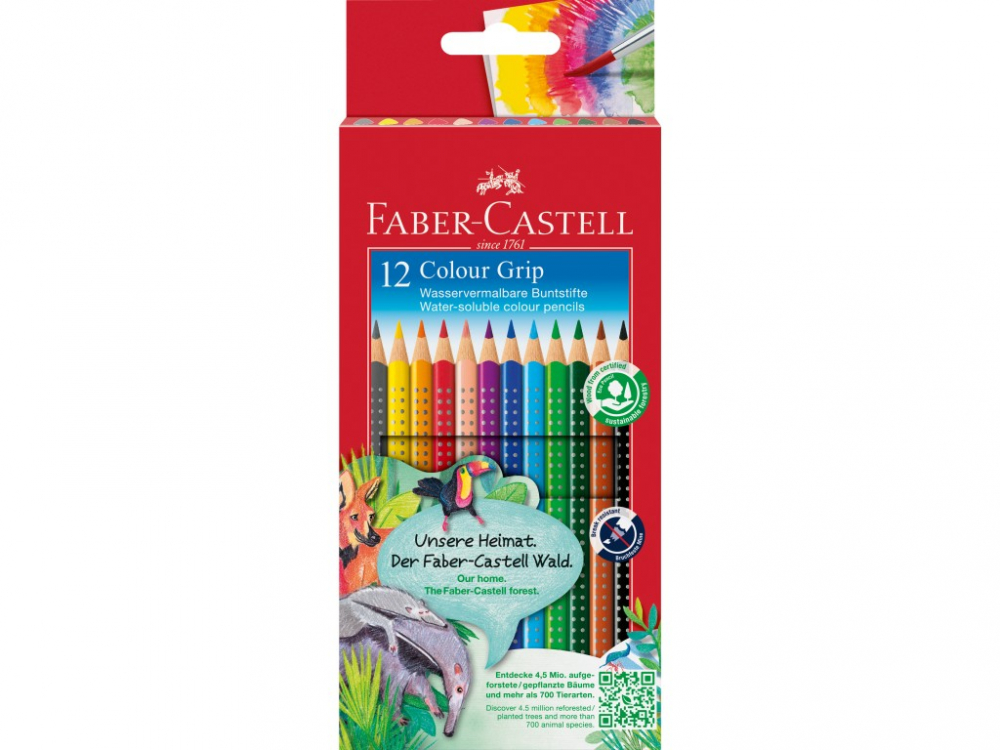 Creioane Colorate Faber-Castell Grip 2001, 12 Culori
