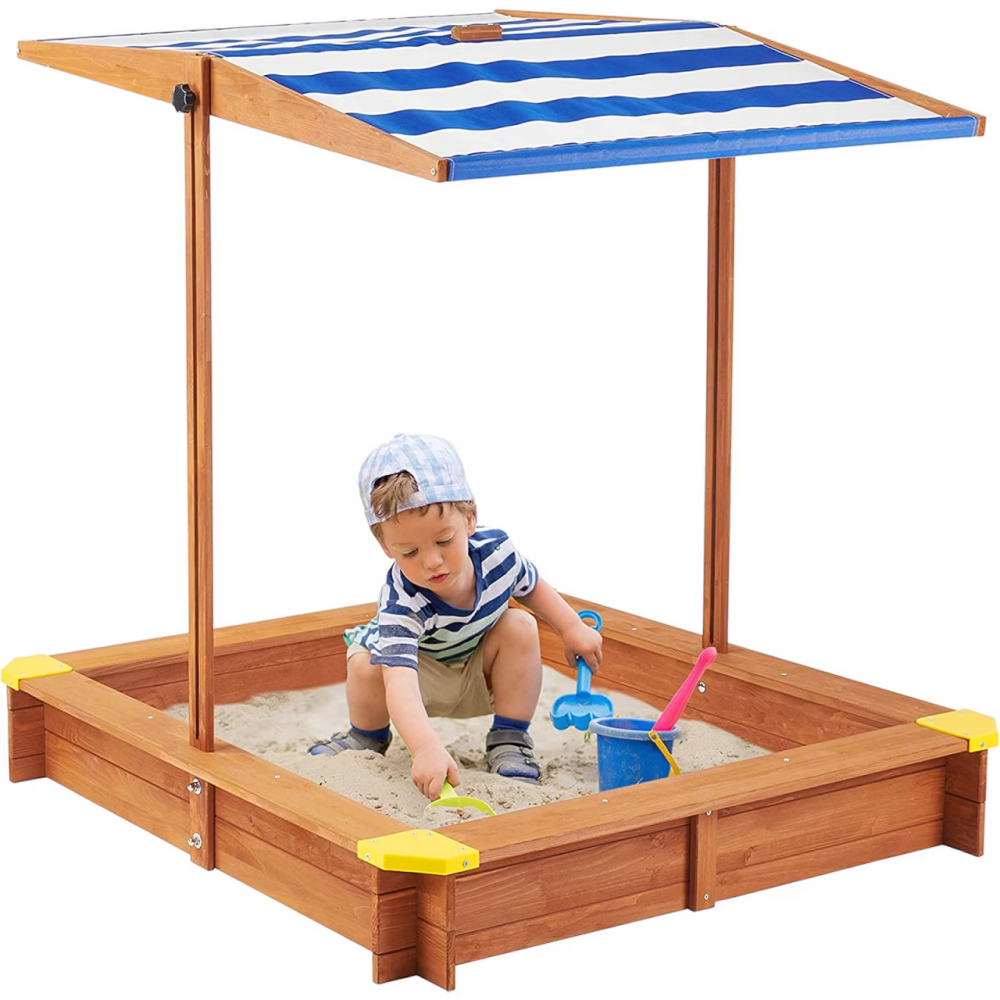 Cutie Nisip Ginger Home cu Copertină UV, 118x118 cm