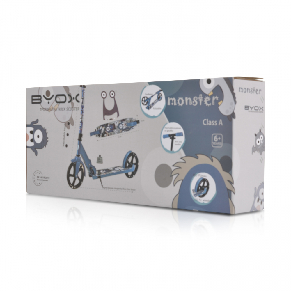 Byox Monster Blue - Trotineta cu LED pentru Copii 6+ - imagine 2