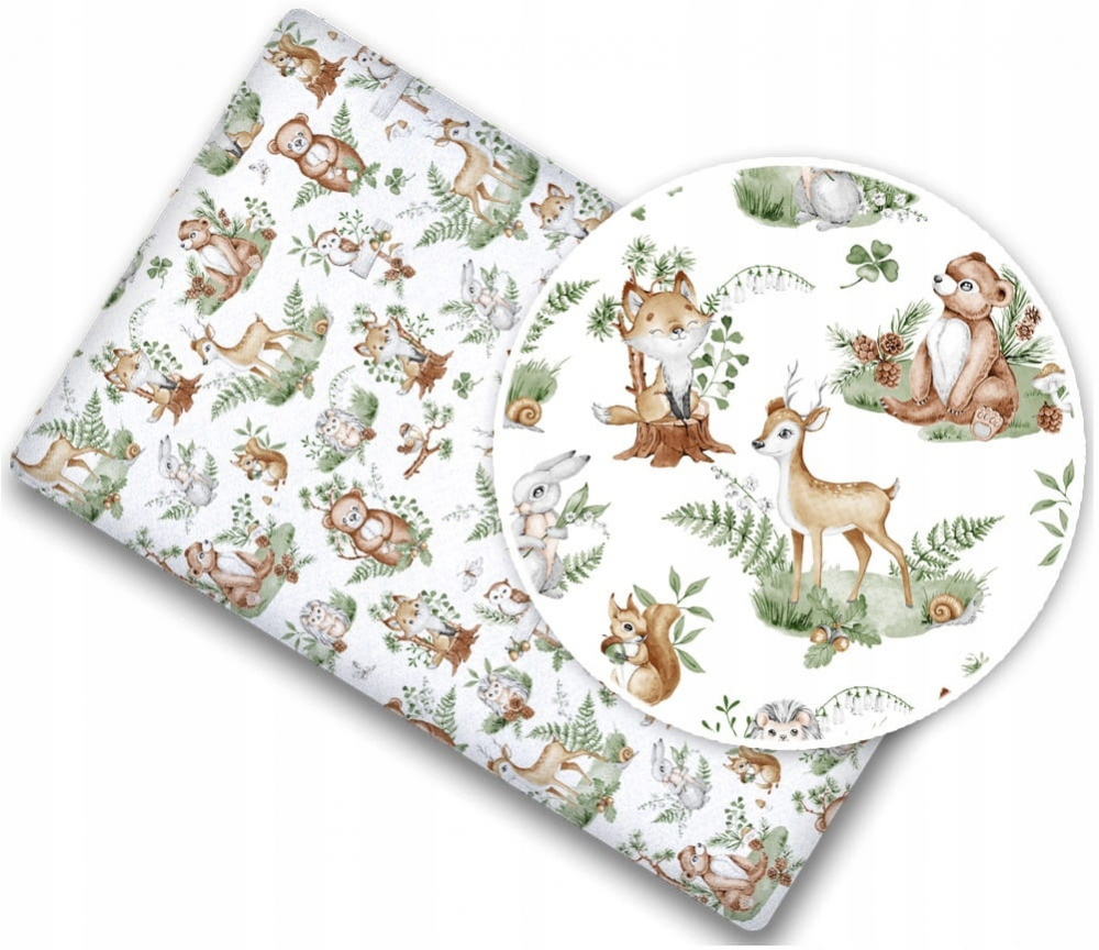 Cearceaf Bumbac BabyMam Forest Animals 120x60 cm - imagine 4