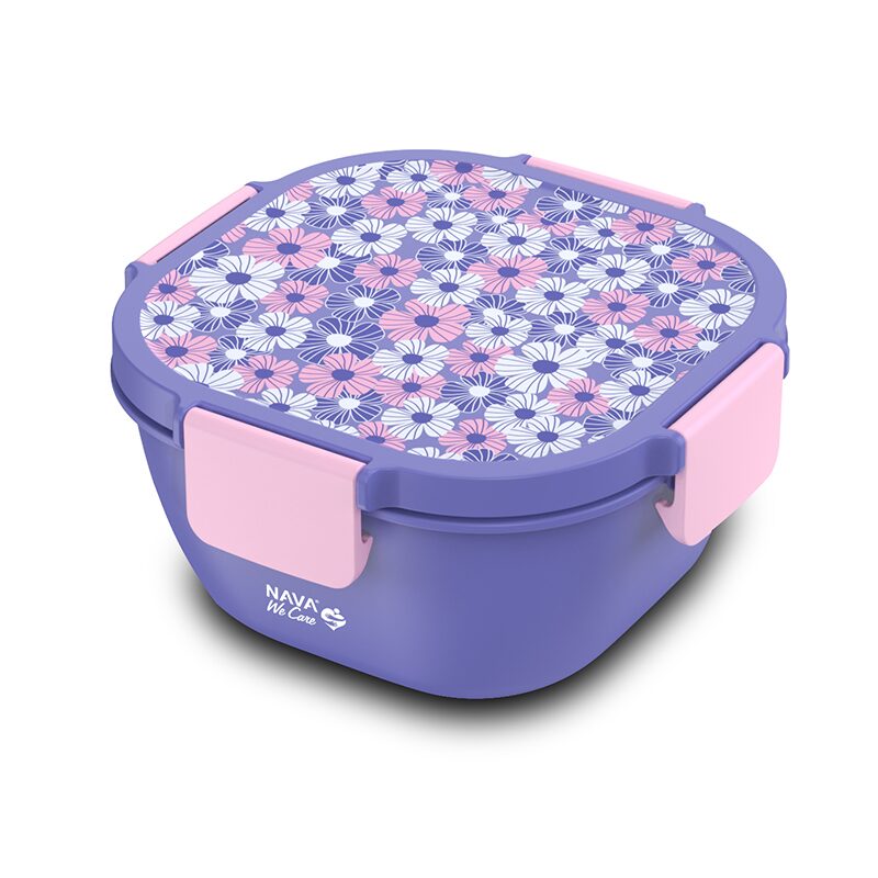 Caserola Nava We Care 1700 ml Violet cu Furculiță - imagine 7