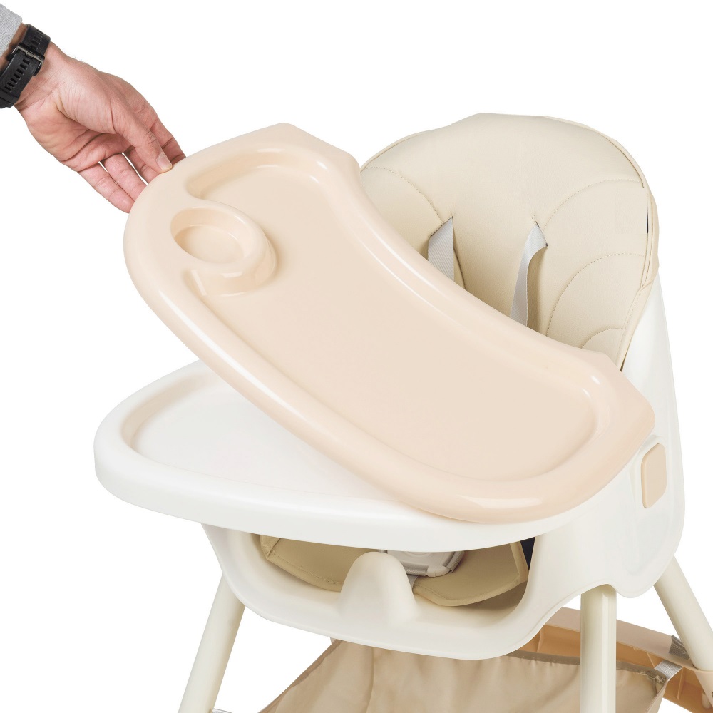 Scaun masa Little Mom 3in1 Funny Cream, cu roti - imagine 5