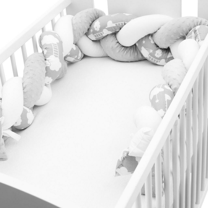 Bumper impletit New Baby Grey with clouds - imagine 2