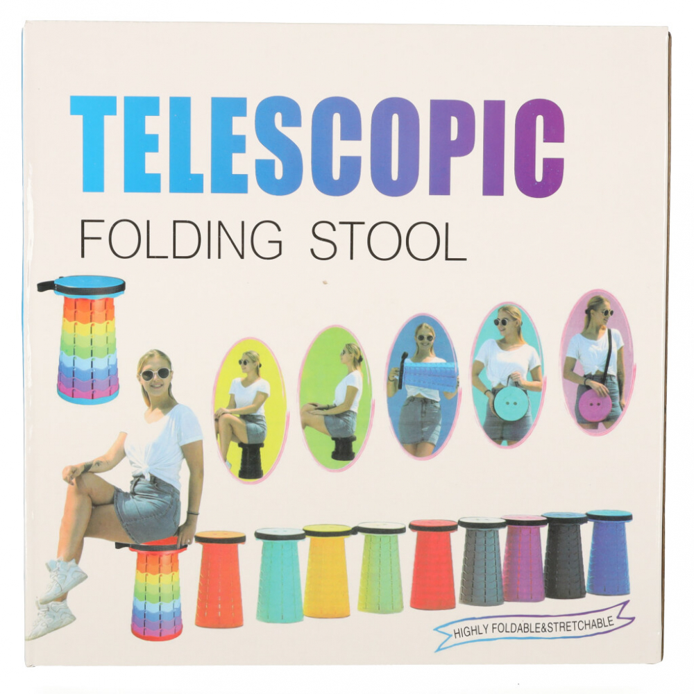 Scaun Telescopic Pliabil Ikonka, 24 cm, Negru - imagine 4
