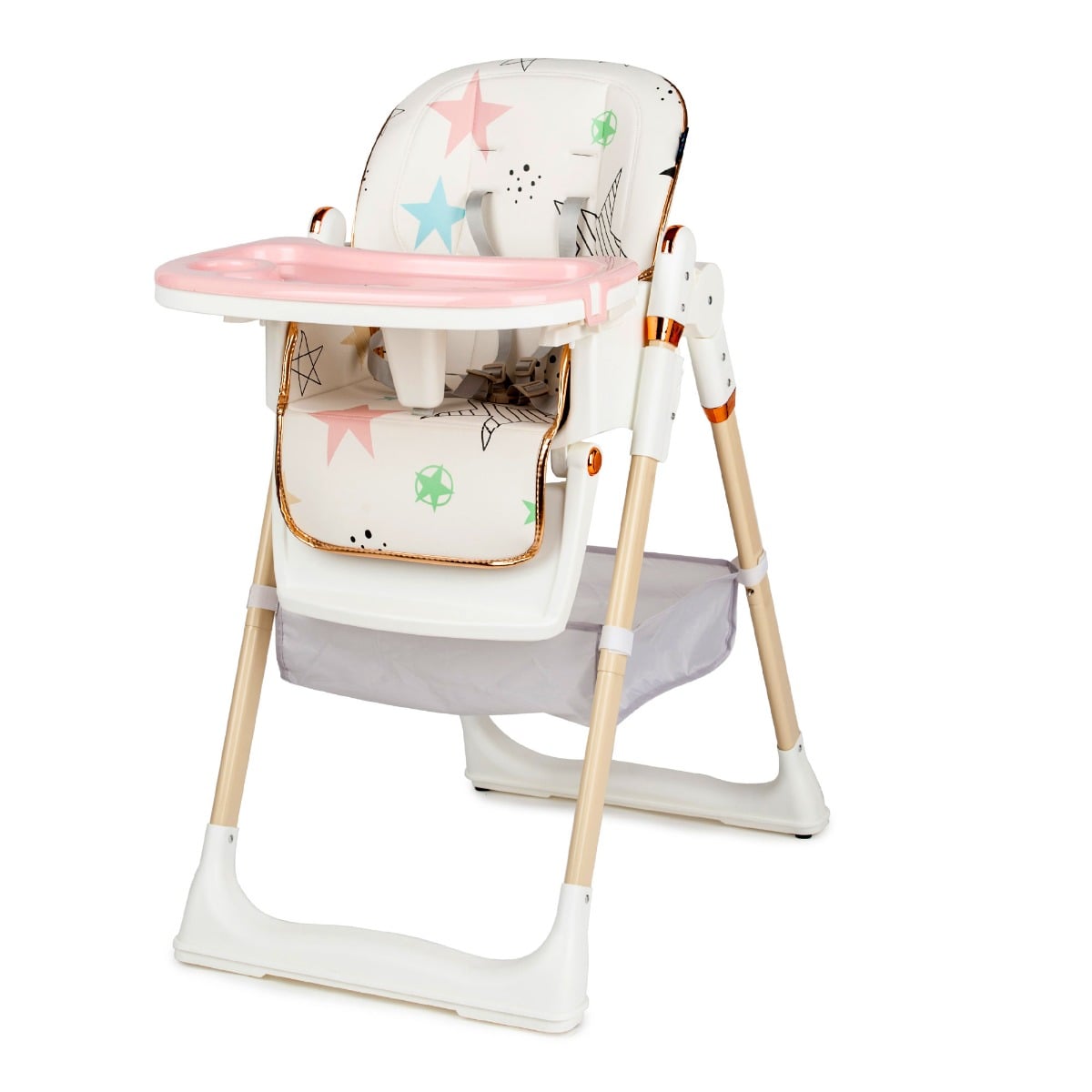 Scaun de masa Juju Pink Stars, Reglabil si Ergonomic
