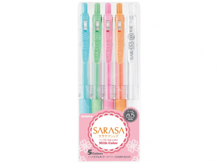 Pix Zebra Sarasa Milk 5 culori, scris fluid