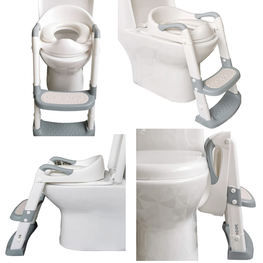Reductor Toaleta Little Mom Safe Grey cu Manere - imagine 4