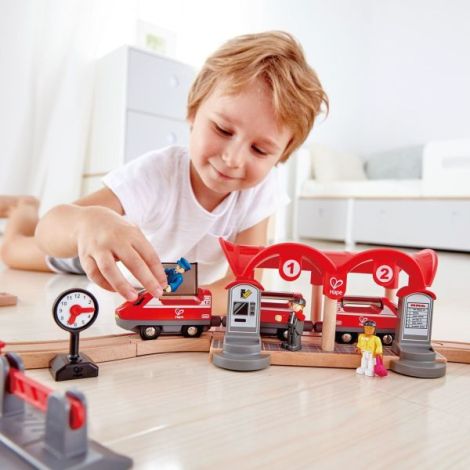 Set Tren Urban Lemn Hape - 51 Piese - imagine 5