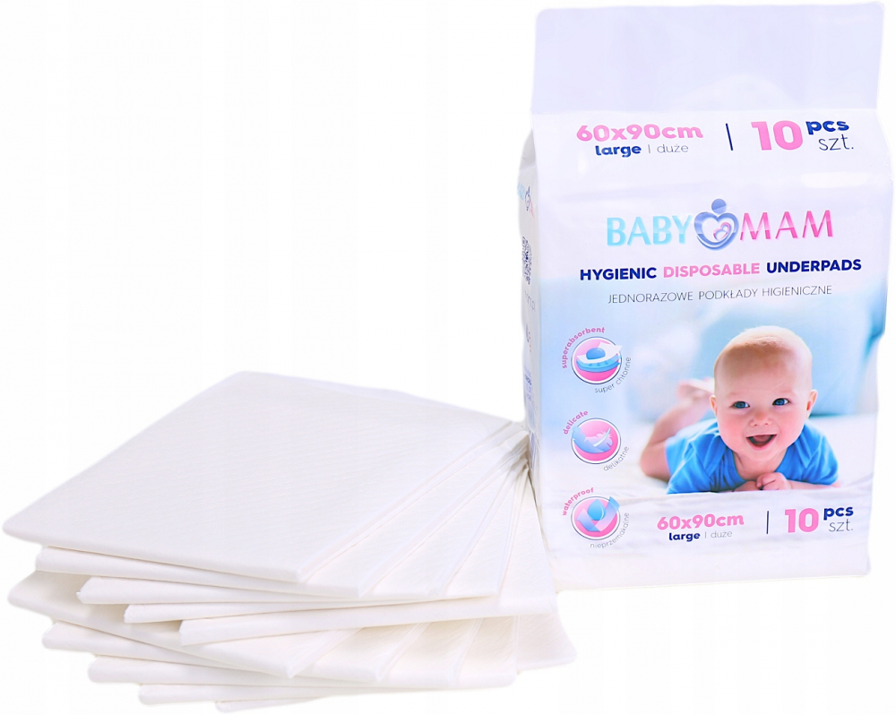 Set 10 aleze BabyMam impermeabile 60x90 cm - imagine 3
