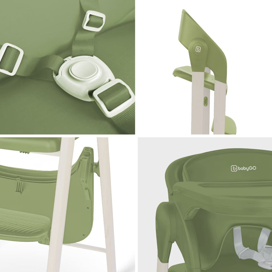 Scaun de masă 3 în 1 BabyGo Khaki Transformabil - imagine 7