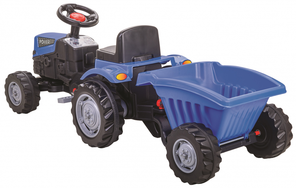 Tractor Pilsan Power Blue cu Pedale și Remorcă