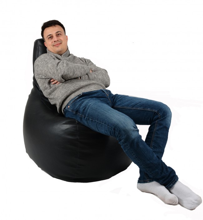 Fotoliu Pufrelax Evo Back 2 Black, Umplutură Perle Polistiren