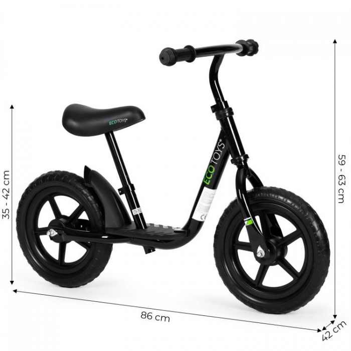 Bicicleta fara pedale Ecotoys, EVA, Negru - imagine 4