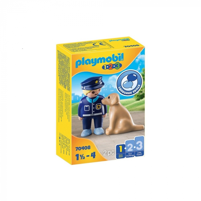 Playmobil 1.2.3 Politist cu Catel - Jucarie Educativa