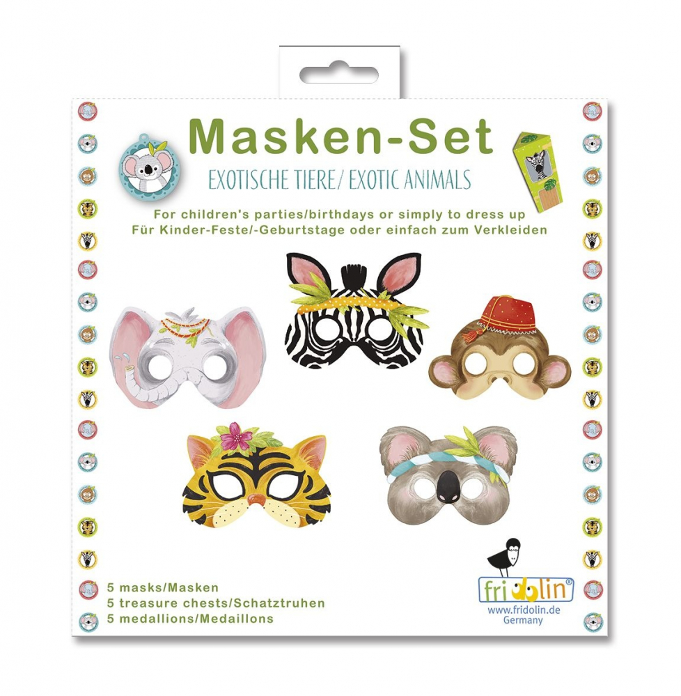 Set Măști Animale Exotice Fridolin - Accesorii Petrecere