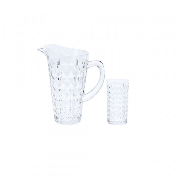 Set Carafa și 6 Pahare Sticlă Transparentă