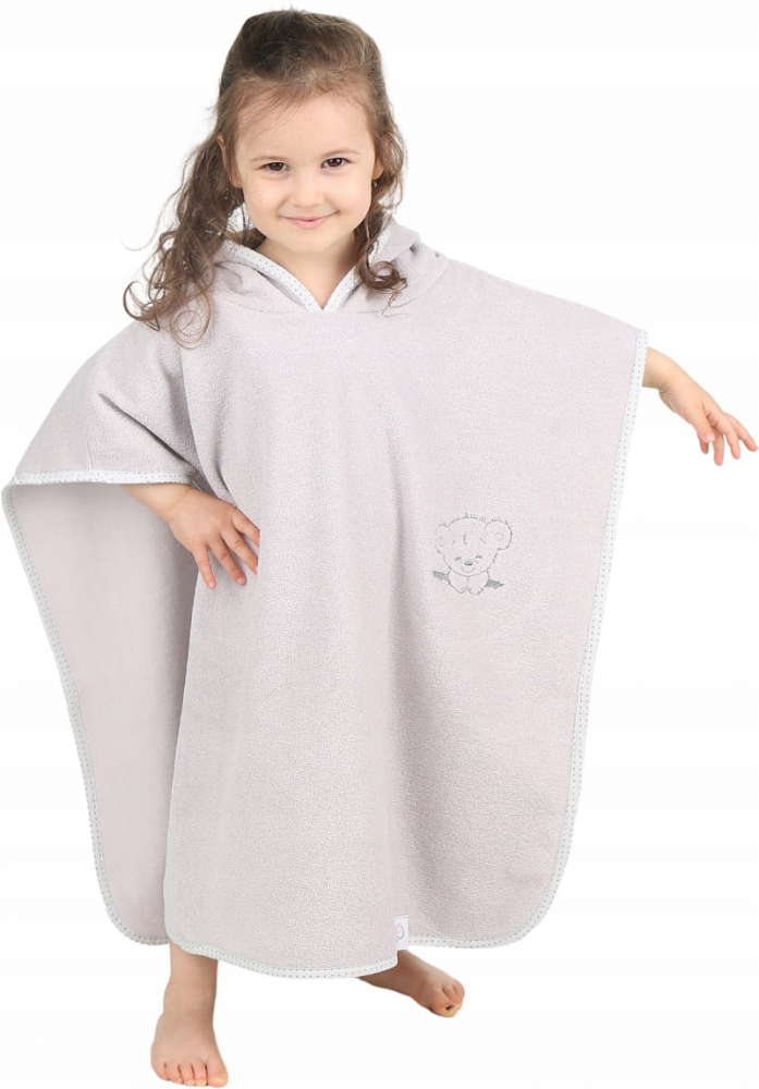Poncho de Baie BabyMam Gri cu Glugă, 126x60cm - imagine 3