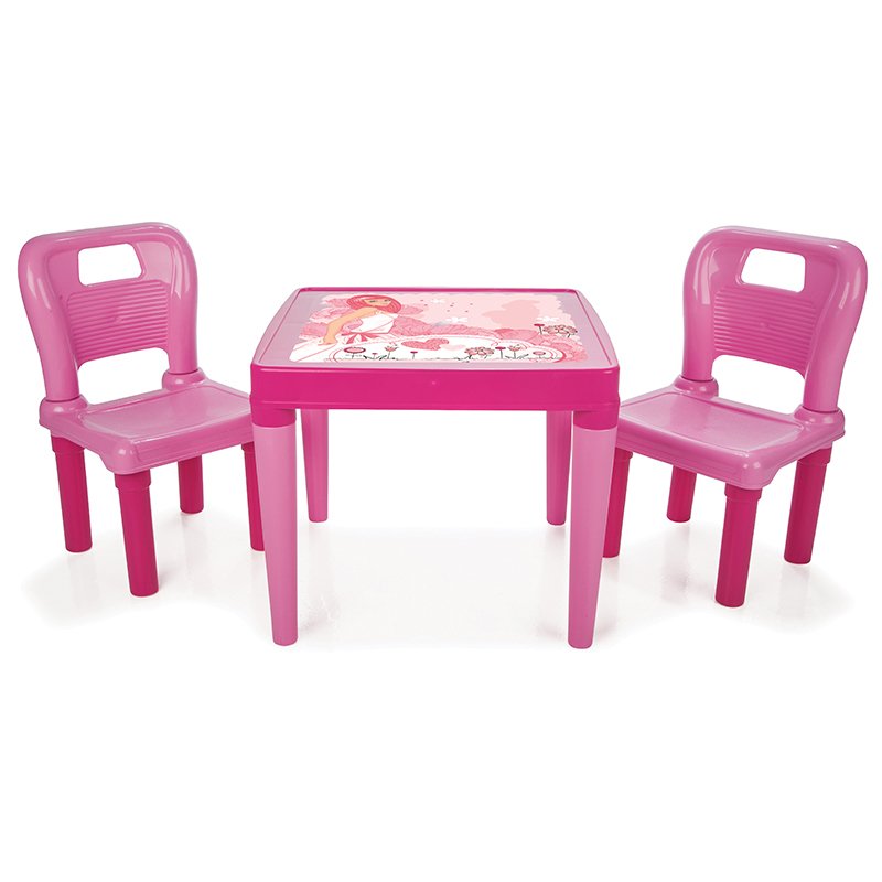 Masuta Pilsan Pink cu 2 scaune, Sigura si Rezistenta