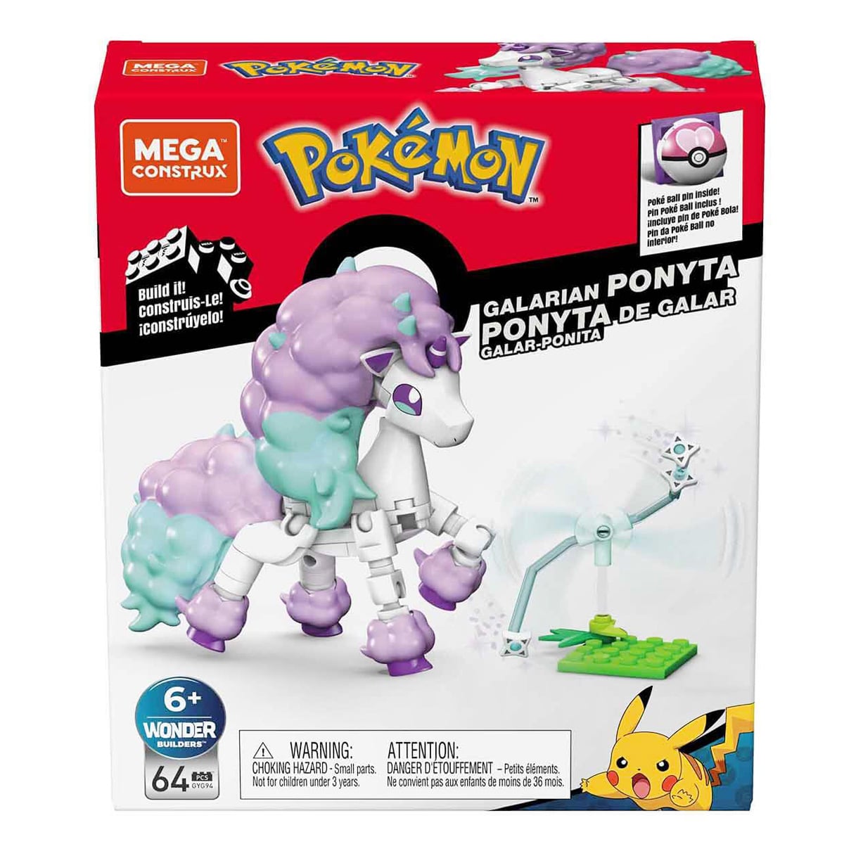 Mega Blocks Pokemon Ponyta, Set Construcție 64 Piese