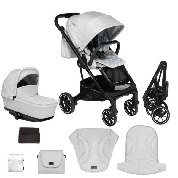 Carucior 2 in 1 Skiddou Moss Gri, Compact și Modern - imagine 10
