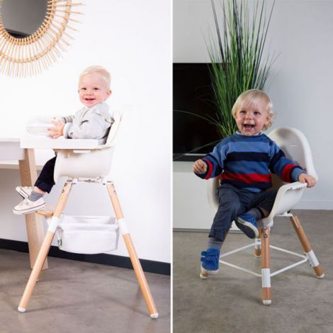 Scaun de Masa Childhome Evolu 2 Natural/Alb, Reglabil - imagine 7