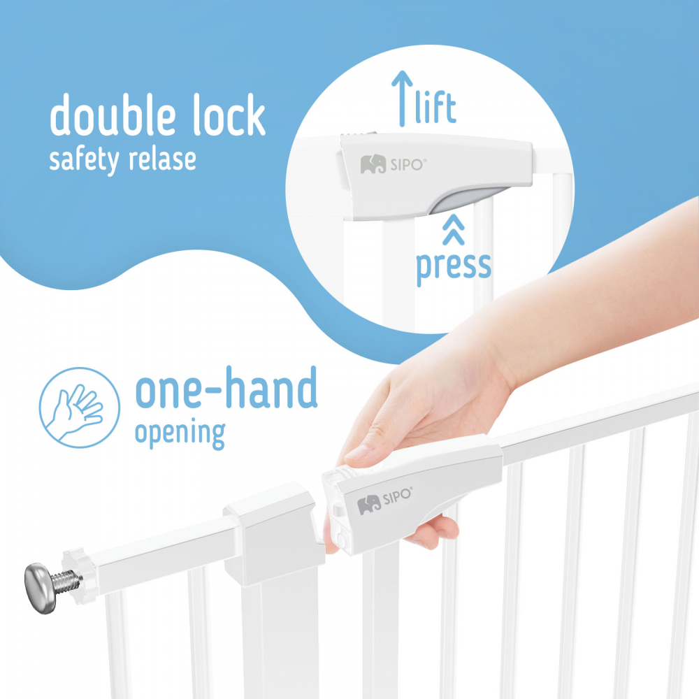 Poarta Siguranta Sipo White | Protectie Copii 75-103cm - imagine 3