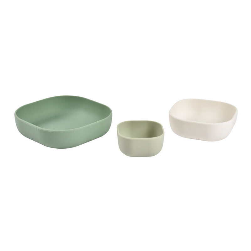 Set 3 boluri silicon Beaba Sage Green
