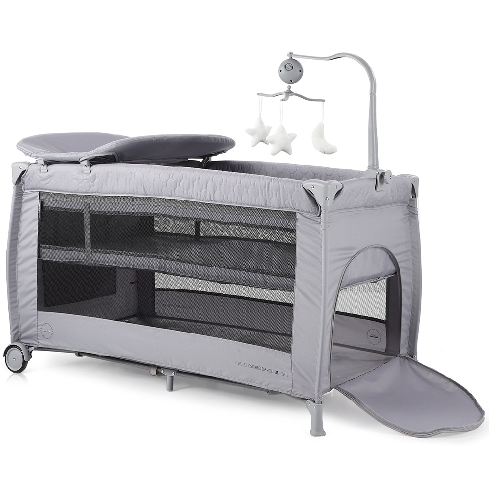 Patut Pliabil Chipolino Bella Ash Grey, 2 Nivele