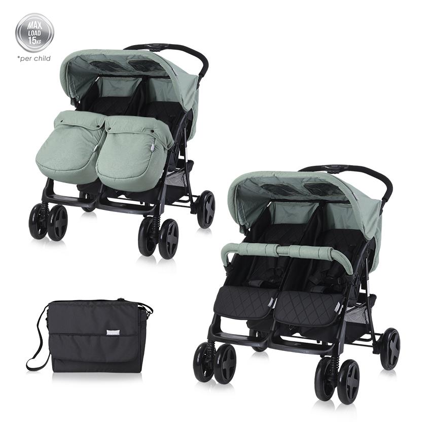 Carucior Gemeni Twin Green Lorelli, 2 in 1 - imagine 5
