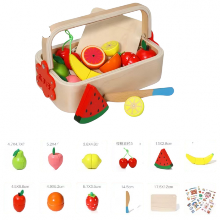 Set Tocator Lemn Krista cu Fructe si Stickere