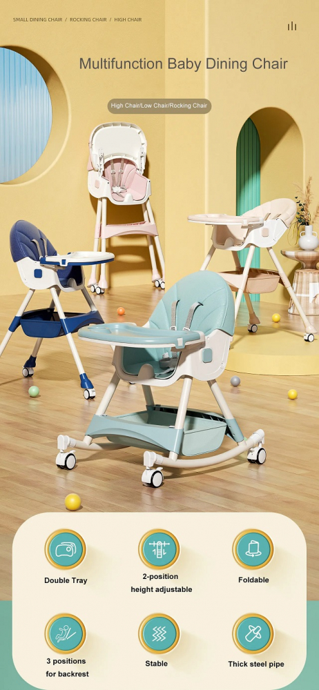 Scaun masa 3in1 Little Mom, Balansoar, Husă Detașabilă - imagine 8