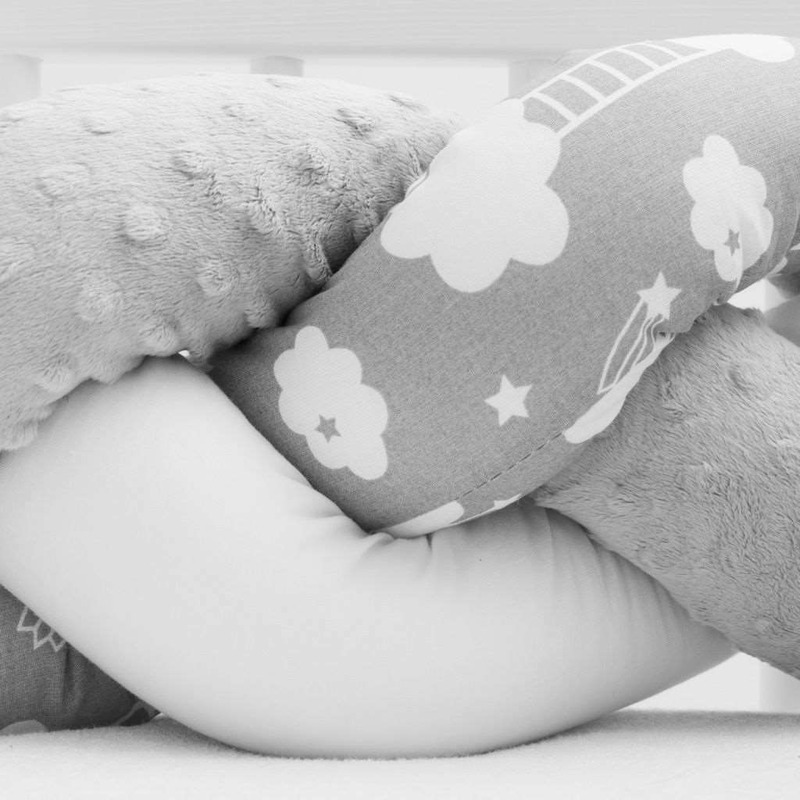 Bumper impletit New Baby Grey with clouds - imagine 4
