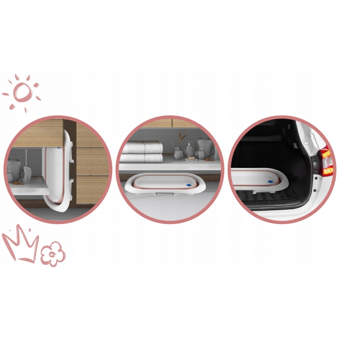 Cadita de baie Ricokids roz, pliabila cu dop termic - imagine 3
