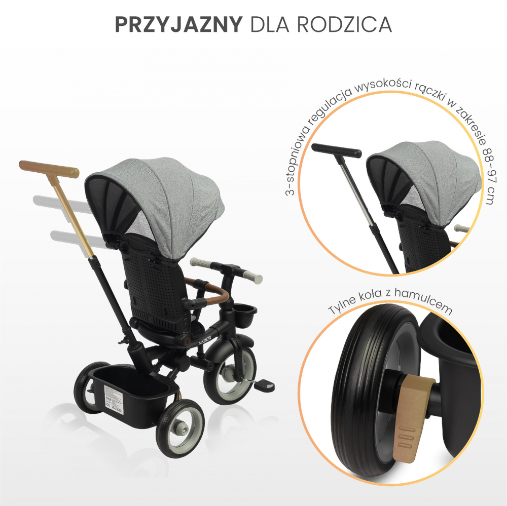 Tricicleta Toyz Saber Grey, Pliabilă, 5-în-1 - imagine 4