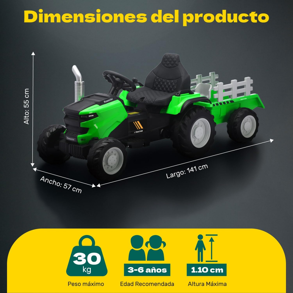 Tractor Electric Nichiduta Powerful Green 12V - imagine 5