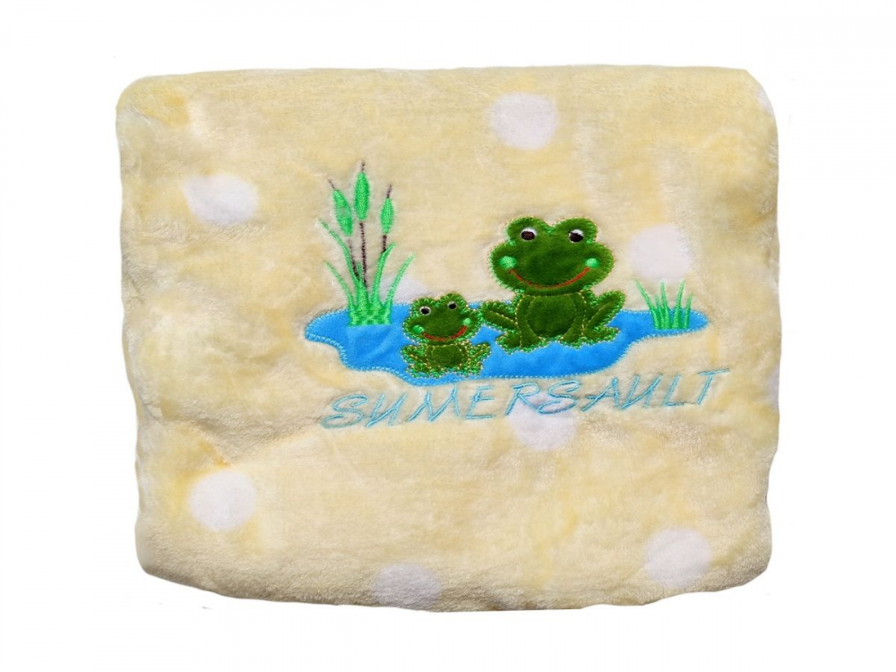 Paturica Microfibra Egakids Yellow Frog, 80x100 cm - imagine 2