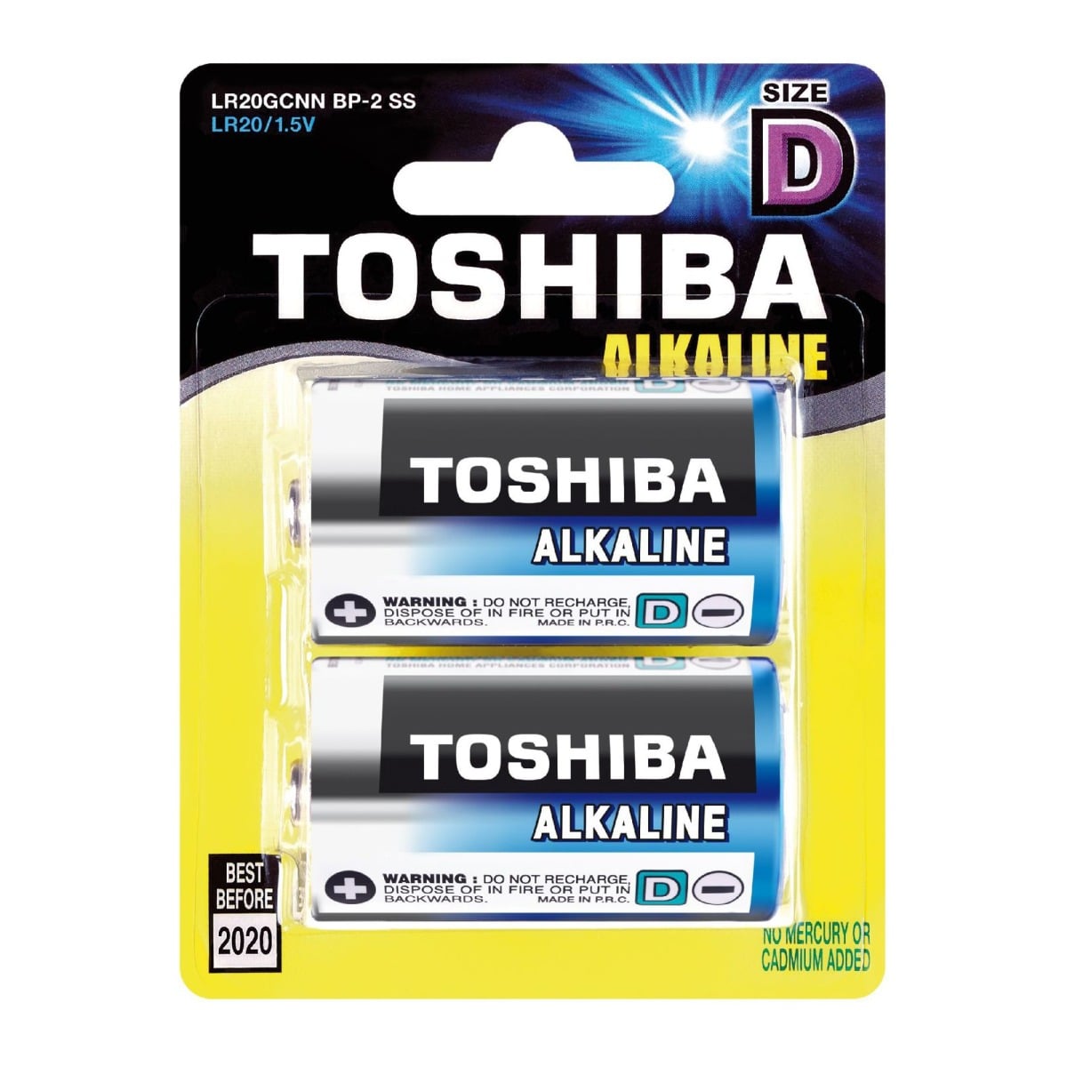 Set 2 Baterii Alcaline Toshiba R20 D, 1.5V