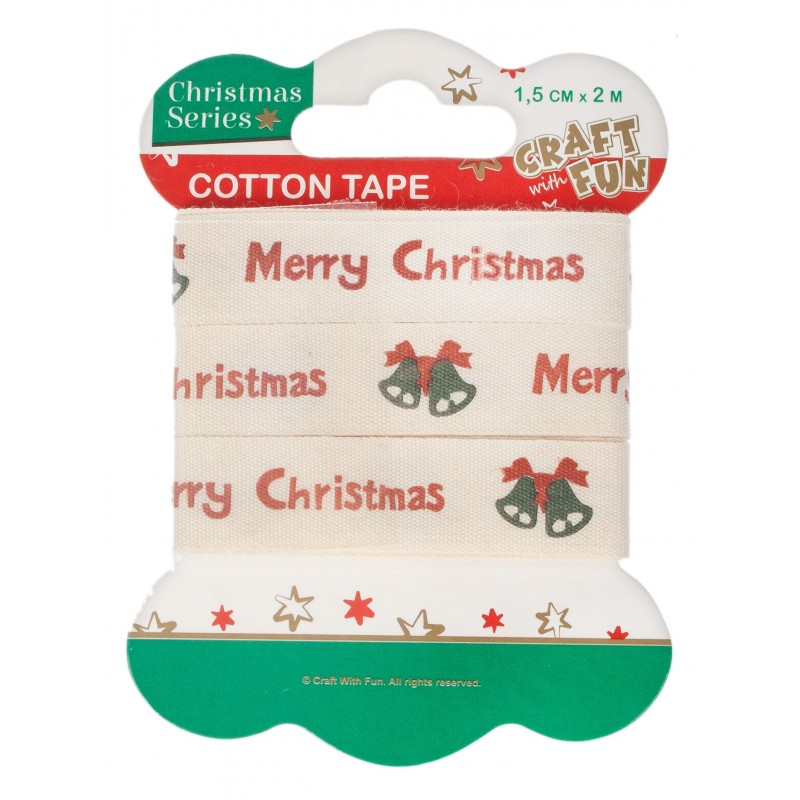 Banda Decorativă Bumbac Merry Christmas | Craft with Fun