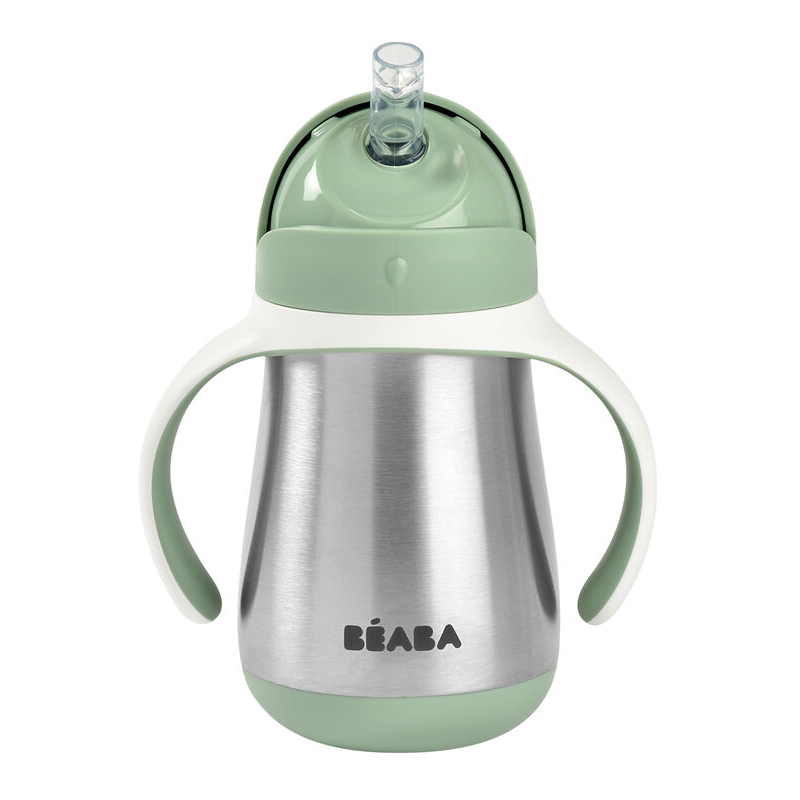 Cana Inox Beaba 250ml Sage Green, 8m+ - imagine 6