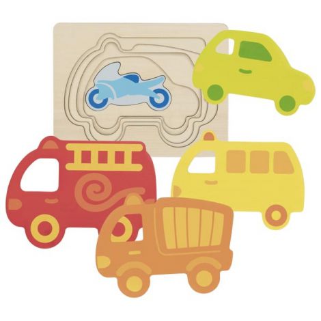 Puzzle Stratificat Vehicule Goki, Lemn, 2+