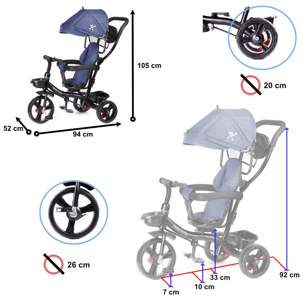 Tricicleta Ikonka Trike Fix Lite Blue, 360° Control - imagine 7