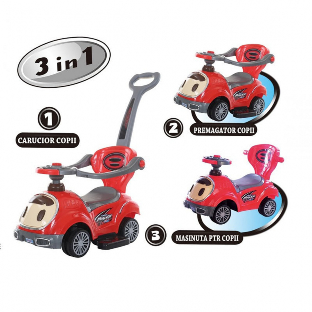 Masinuta Novokids BabyCar Rosu cu Melodii si Maner Parinti - imagine 2