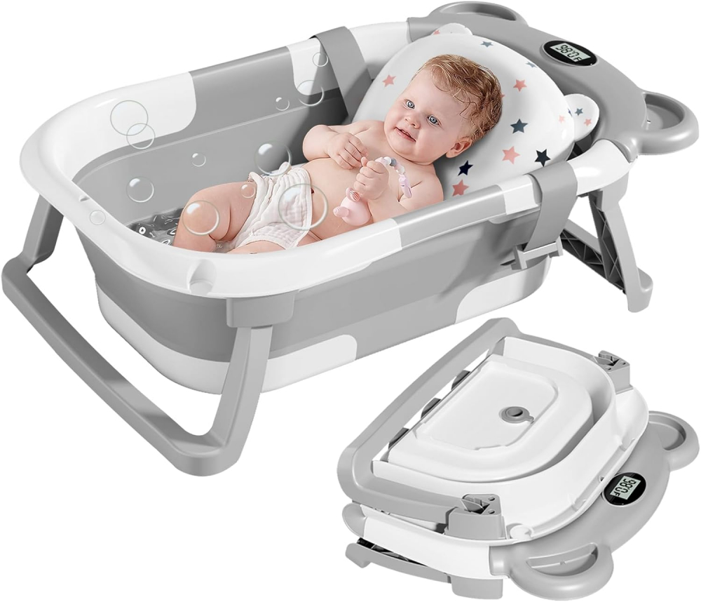 Cădiță Ultrapliabilă Little Mom Bear Grey cu Termometru - imagine 6