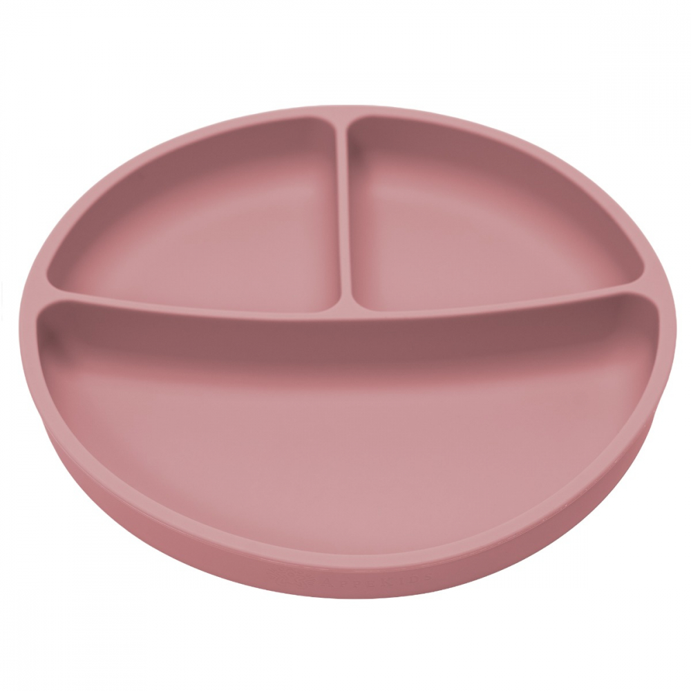 Farfurie Silicon AppeKids cu Ventuza, Old Rose - imagine 5