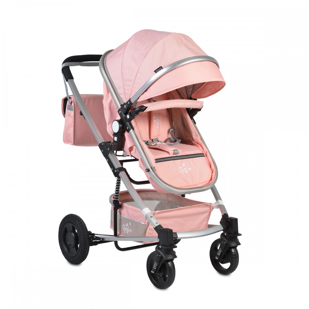 Carucior 2 in 1 Moni Gigi Pink, Transformabil 0-15kg - imagine 6