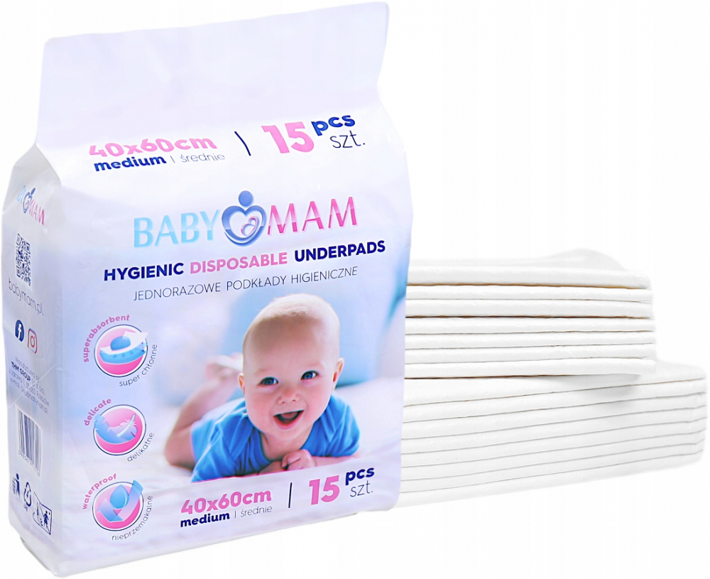 Set 15 aleze BabyMam impermeabile, 40x60 cm - imagine 4
