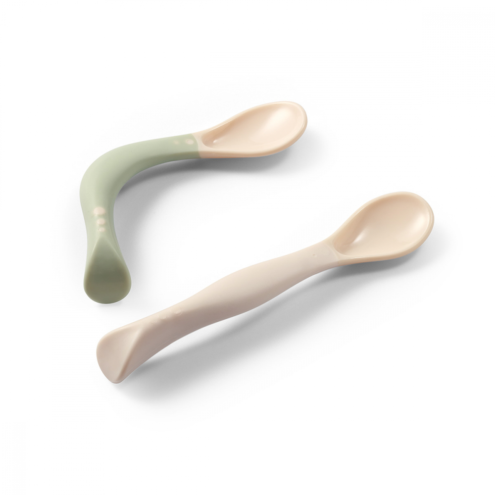 Set 2 lingurițe flexibile Babyono BejVerde - imagine 3