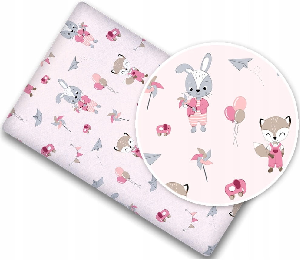 Cearceaf BabyMam Pink Balloons 100% Bumbac - imagine 5