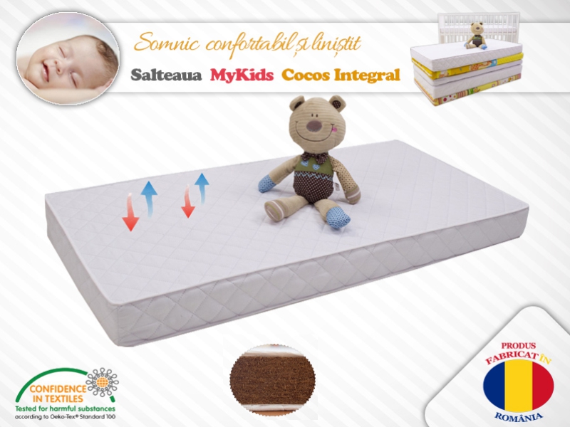Saltea Cocos Mykids 120x60, fermă și ortopedică