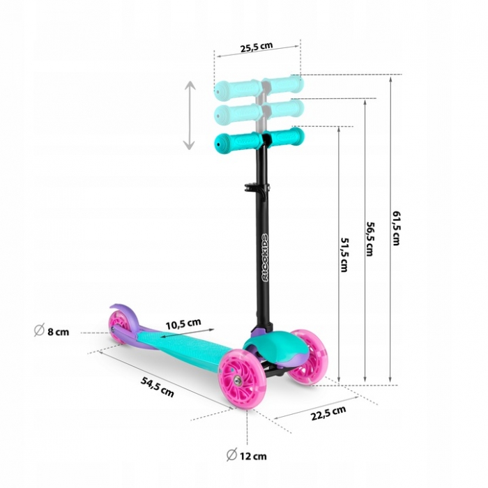 Trotineta Ricokids Loco Turcoaz LED Pliabilă - imagine 8
